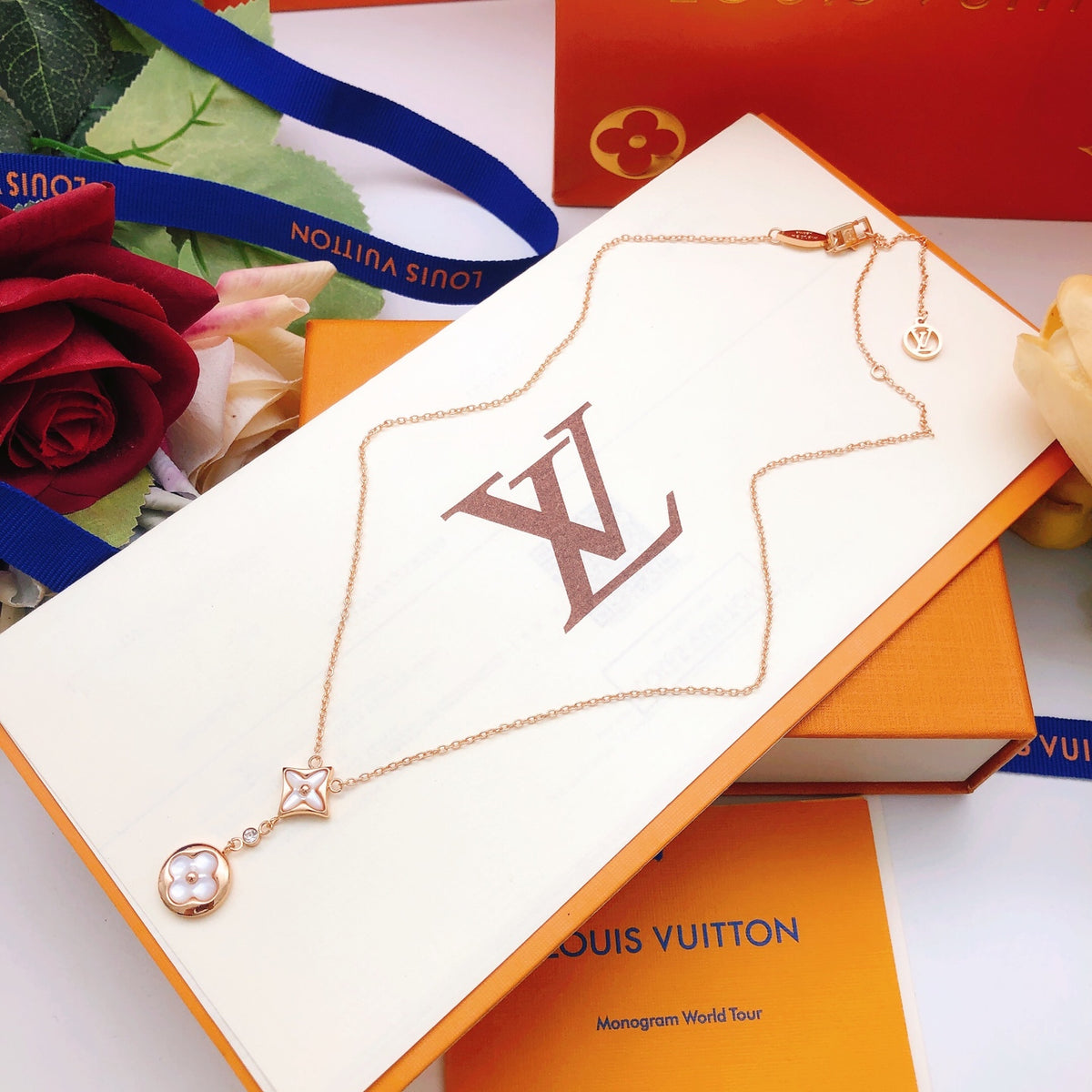 Monogram & Floral Square Drop Necklace