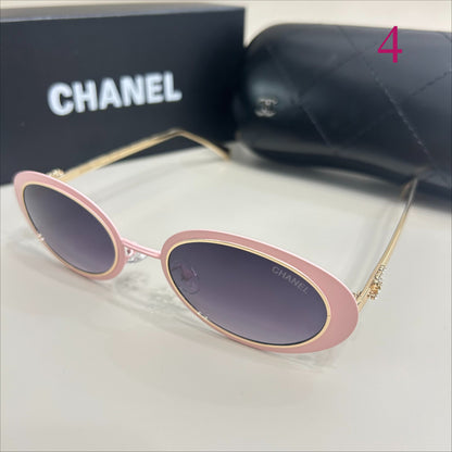 Oval Metal Sunglasses with Slim Double Bridge
