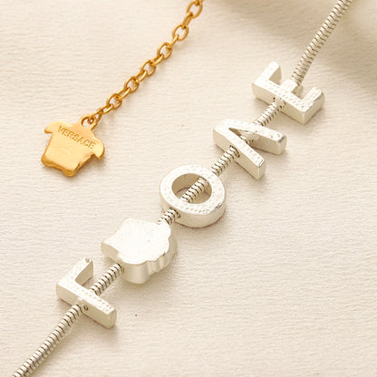 304 Stainless Steel Heart & Letter Charm Bracelet & Necklace - Individual or Set