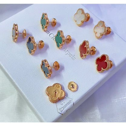 Beaded-Edge Quatrefoil Stud Earrings