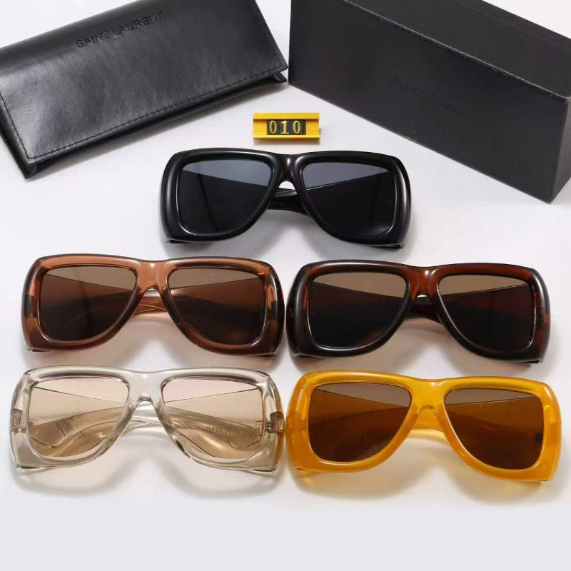 Wide Rectangular Sunglasses with Rounded Corners