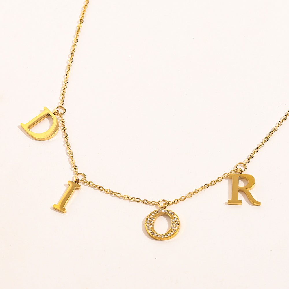 304 Stainless Steel Letter Station Fine Chain Necklace