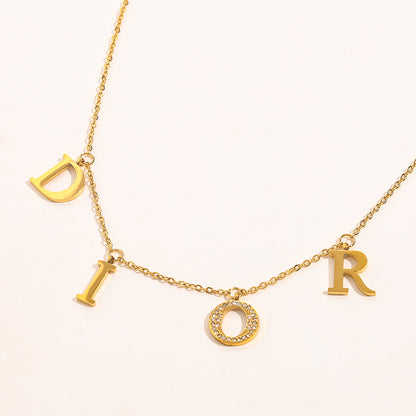 304 Stainless Steel Letter Station Fine Chain Necklace