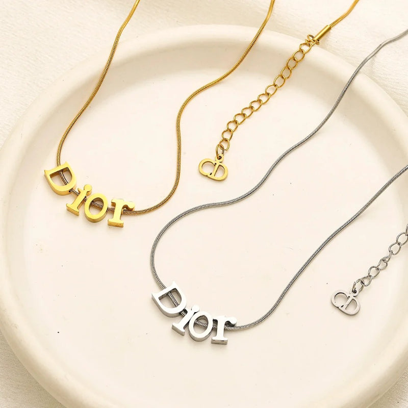 304 Stainless Steel Lettering Snake Chain Necklace