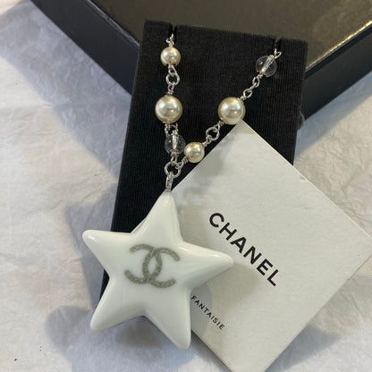 Faceted Bead Necklace with Star Pendant