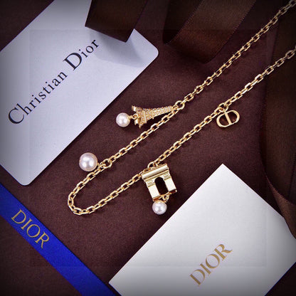 Mixed Charm & Pearl-Look Bead Necklace