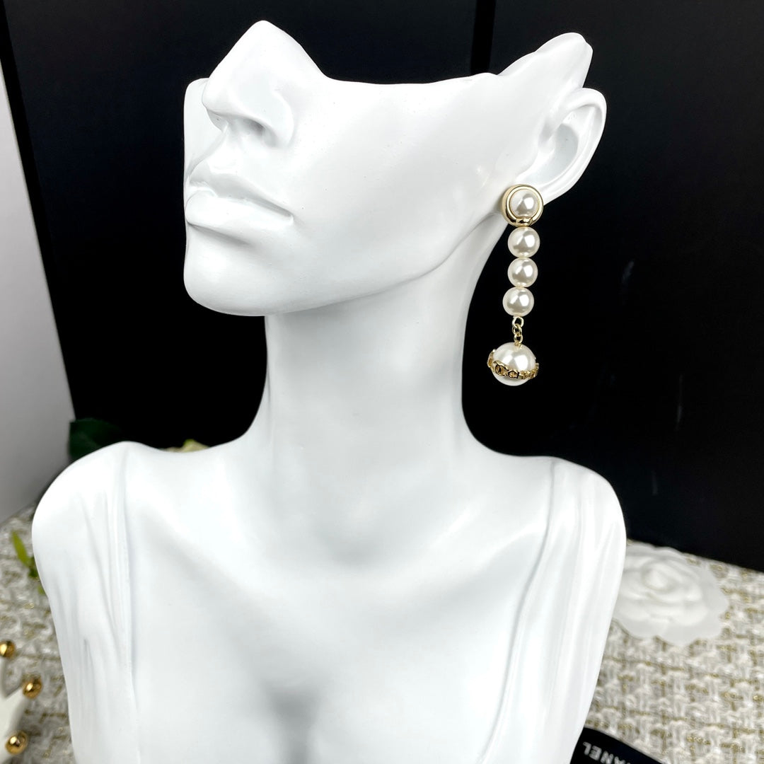 Pearl-Effect Bead Line Drop Earrings