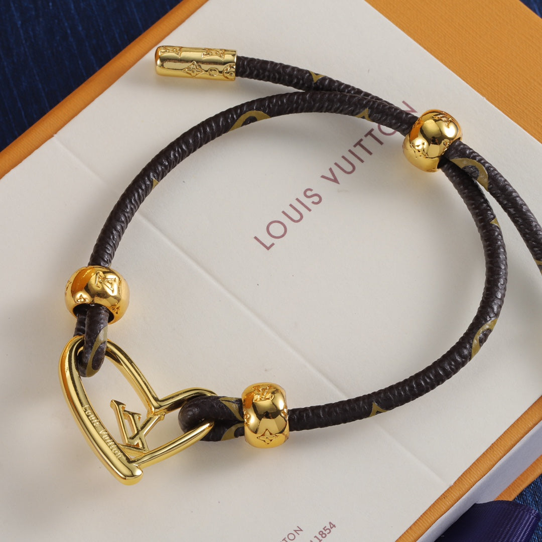 Adjustable Cord Monogram Charm Bracelet