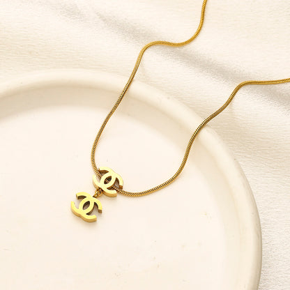 304 Stainless Steel Small Interlocking-C Fine Chain Necklace