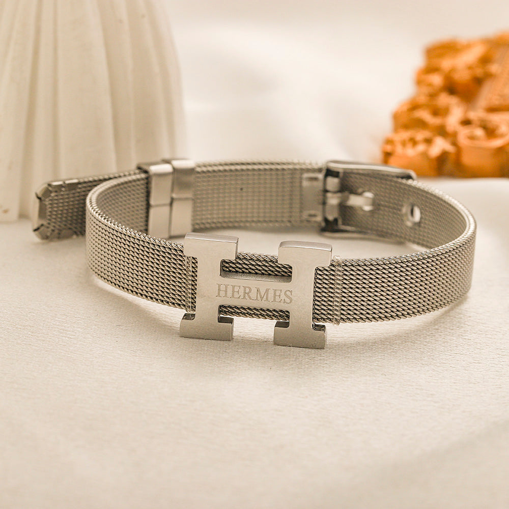 304 Stainless Steel Mesh H-Clasp Bracelet