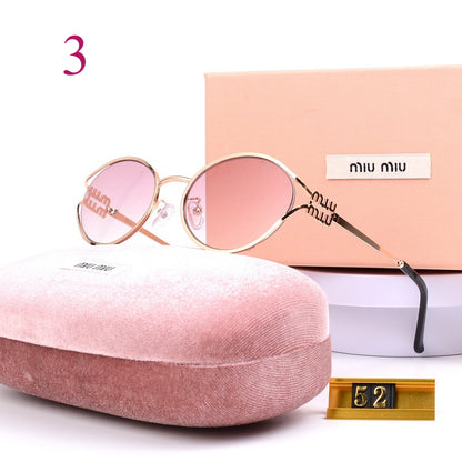 Oval Metal-Frame Sunglasses with Decorative Hinges