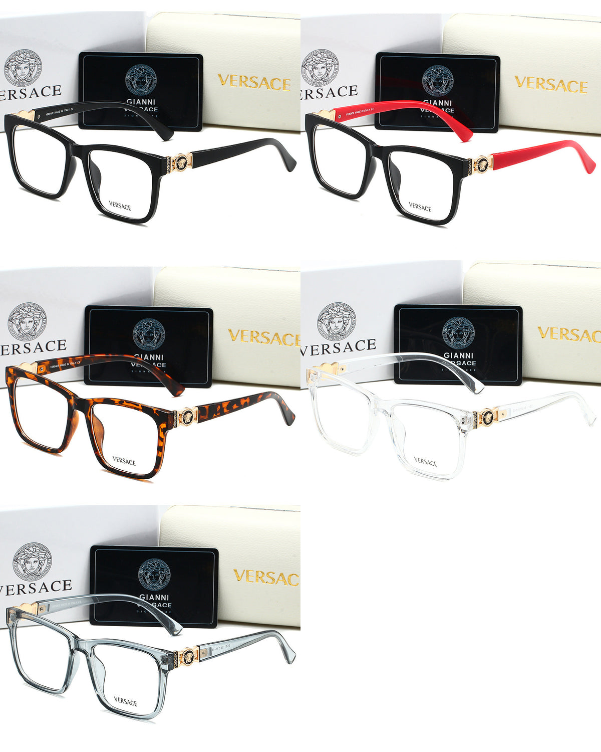Square Clear-Lens Glasses with Decorative Hinges