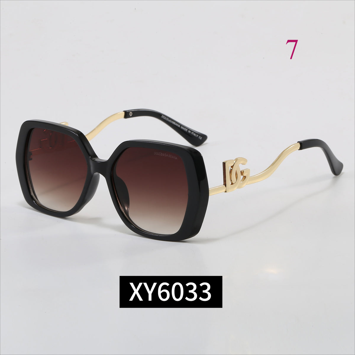 Oversized Rounded Sunglasses with Metal Logo Temples