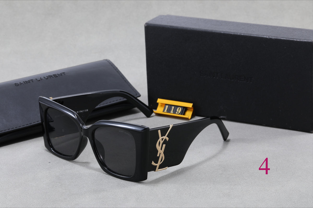 Square Cat-Eye Sunglasses with Monogram Temples