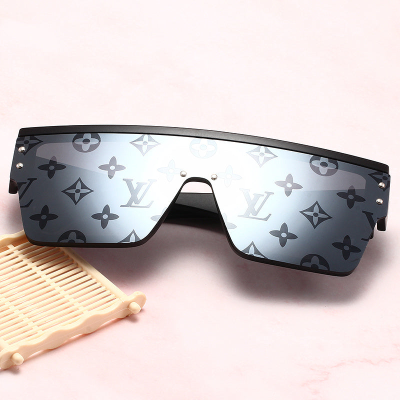 Angular Flat-Top Sunglasses with Wide Temples