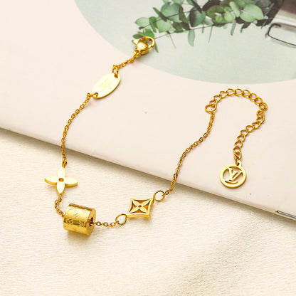 304 Stainless Steel Padlock & Floral Charm Bracelet & Necklace - Individual or Set