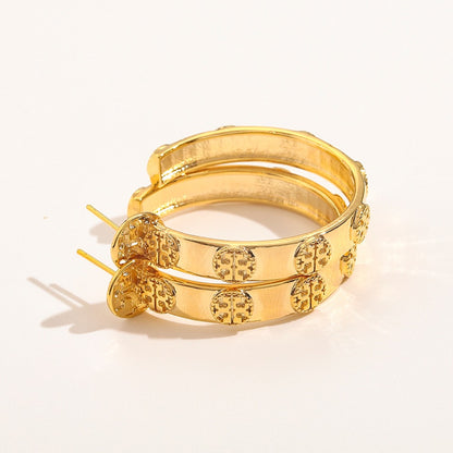 304 Stainless Steel Pave Open Hoop Stud Earrings