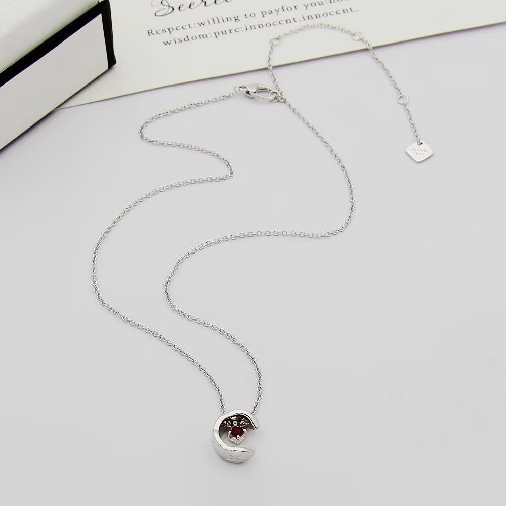 Pave C-Letter Pendant Necklace