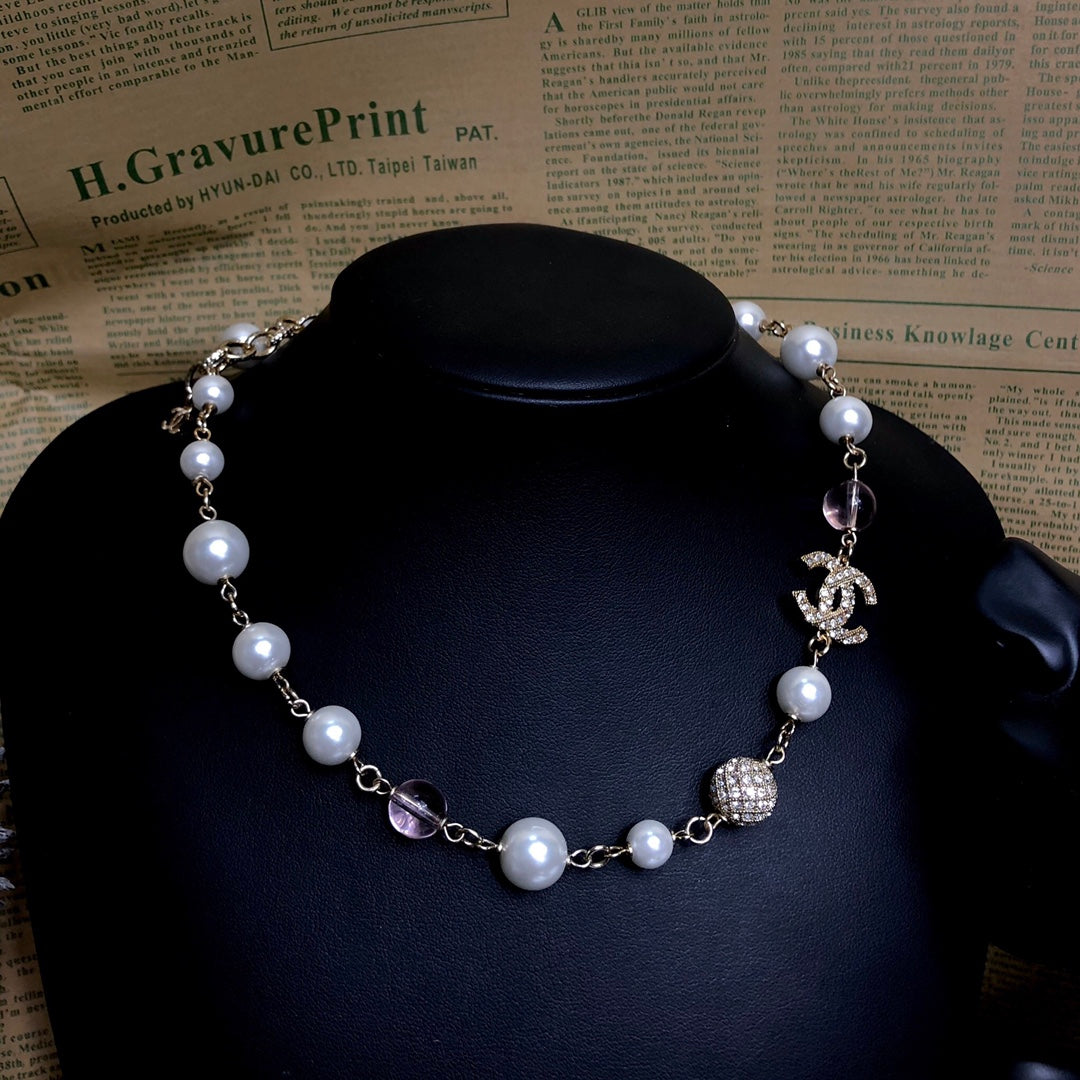 Pastel Stone Interlocking-C Link Necklace