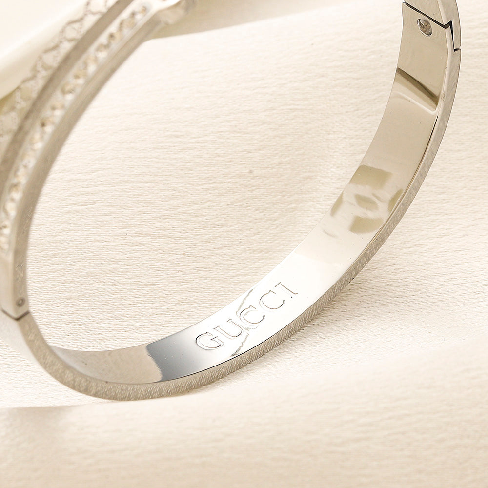 304 Stainless Steel Double-Row Pave Bangle Bracelet