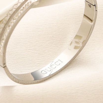 304 Stainless Steel Double-Row Pave Bangle Bracelet