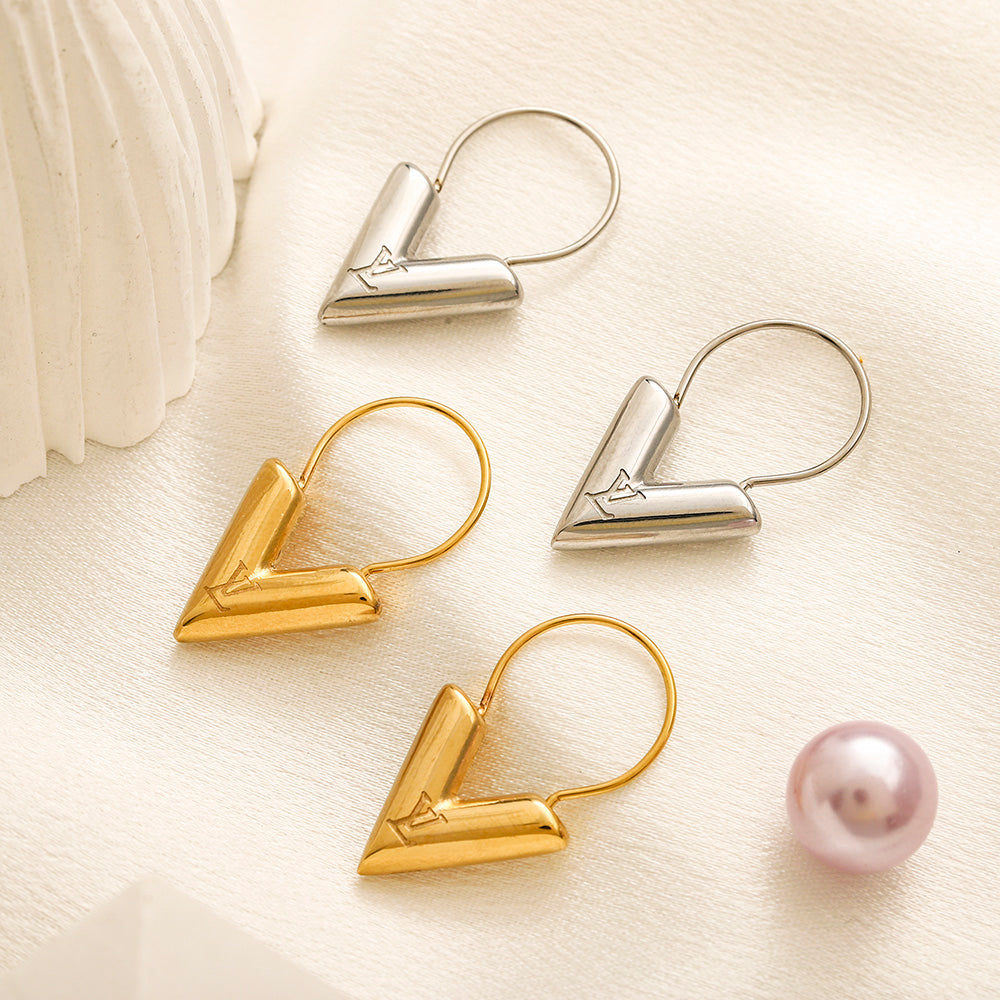 304 Stainless Steel V-Motif Earrings, Bracelet & Necklace Collection