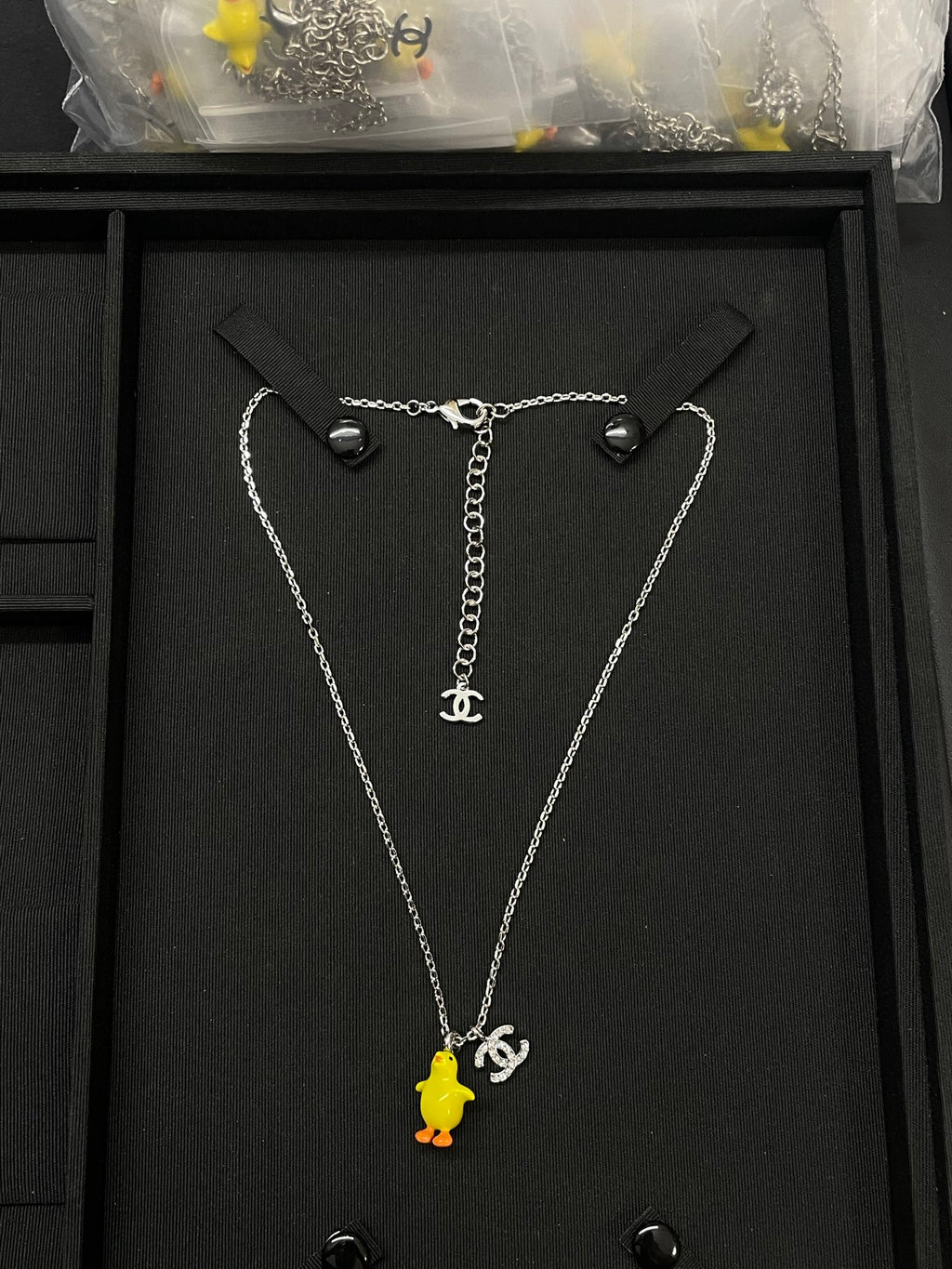 Yellow Bear & Interlocking-C Charm Necklace