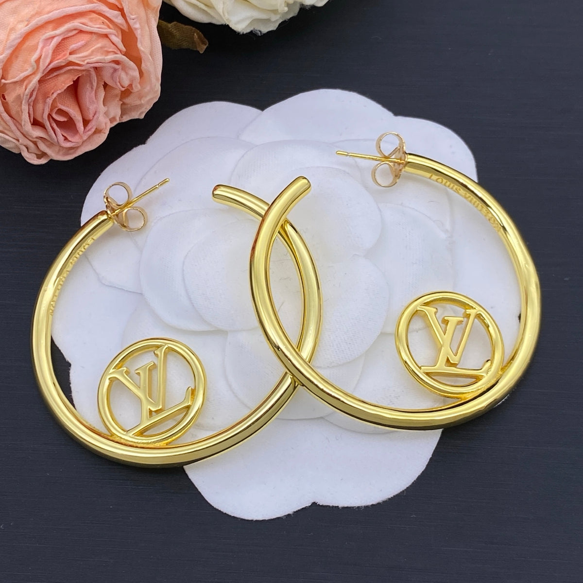 Small Monogram Accent Hoop Earrings