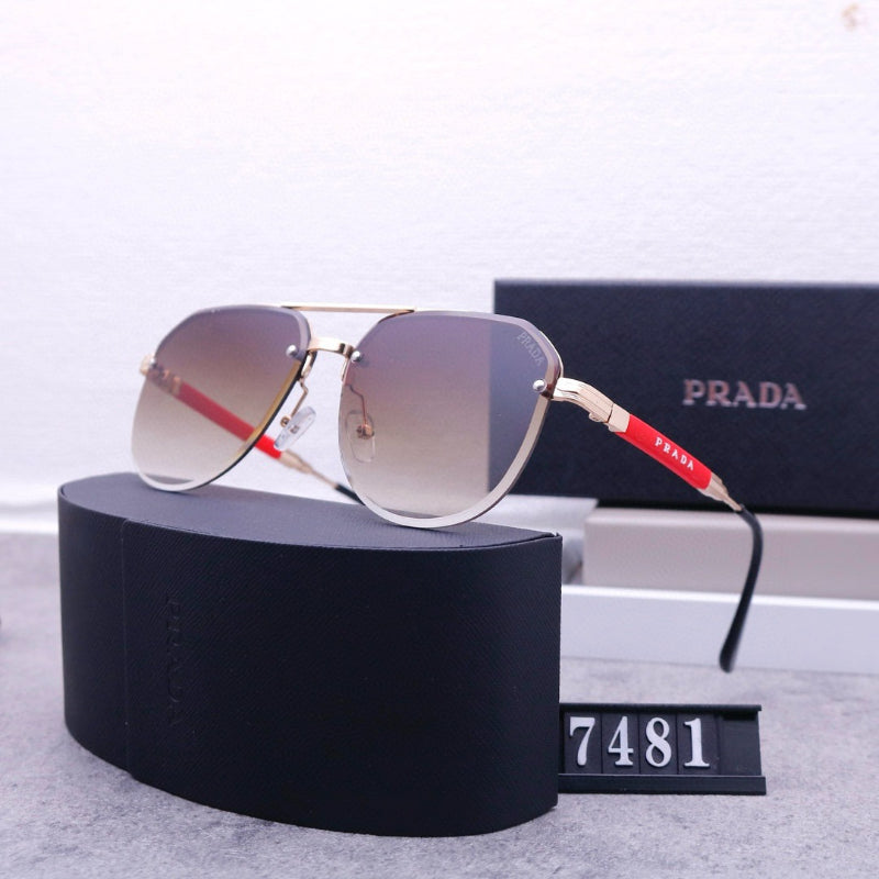 Squared Aviator Sunglasses with Contrast Temple Accents